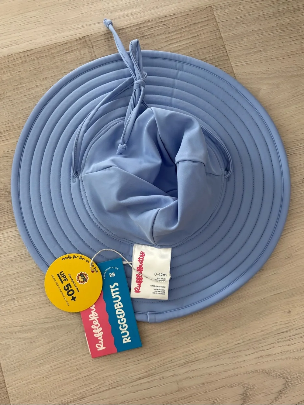 Ruffle Butts Blue Sun Hat with Chin Tie